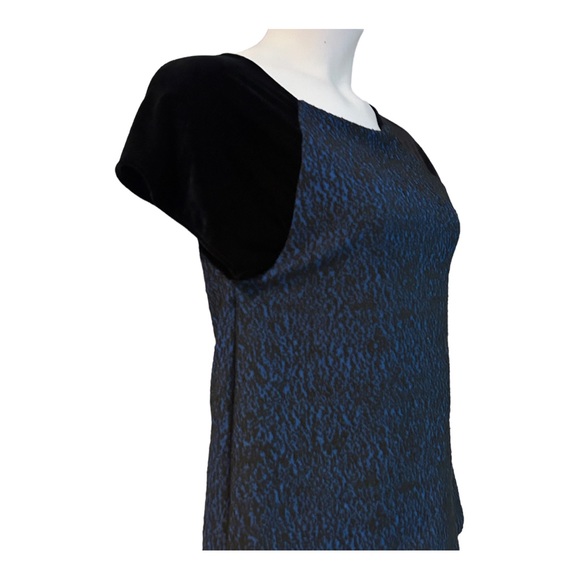 ⭐️Leota Stretch Jacquard-Jersey & Velvet Office Dinner Party Dark Blue Dress - Picture 9 of 12